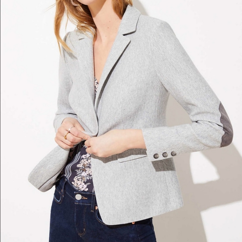Harringbone Knit LOFT Cotton Blazer size 6